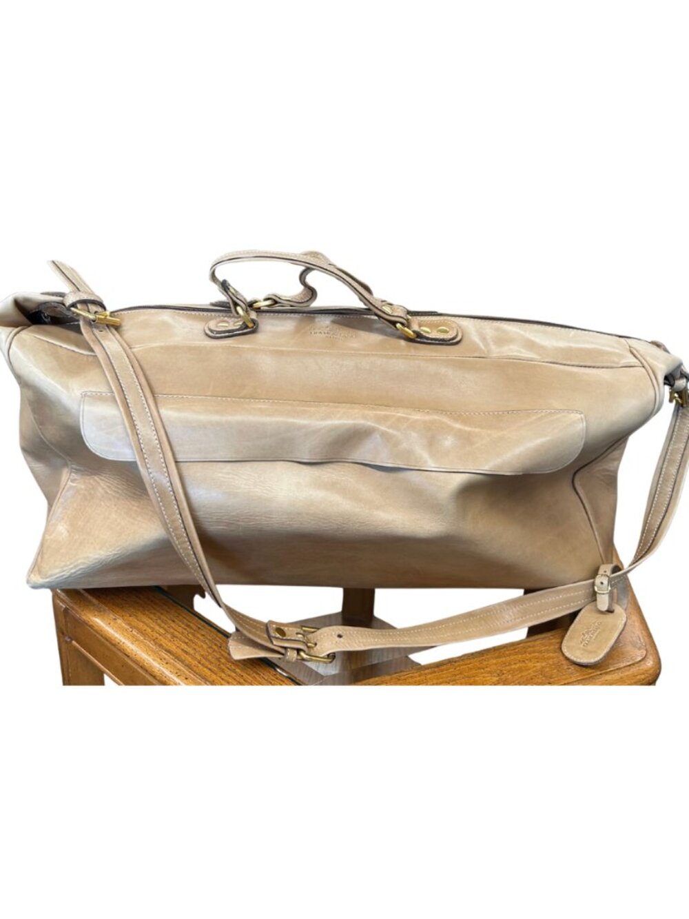 Tramontano Napoli Tan Leather Duffle Travel Satchel Bag Italy Handmade